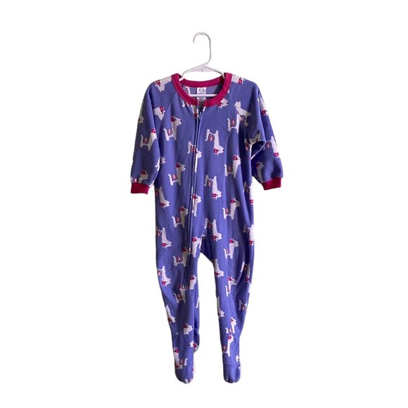 Gerber Purple Goat Fleece Kids Onesie Zipper Pajamas for Girl | Size 3T - Picture 1 of 7